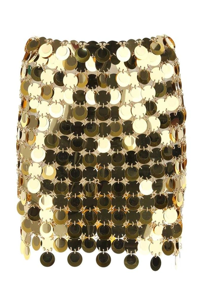 Shop Rabanne Paco  Disc Mini Skirt In Gold