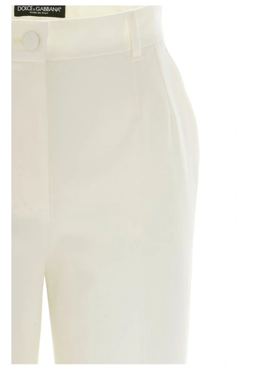 Shop Dolce & Gabbana Basketweave Palazzo Pants In White