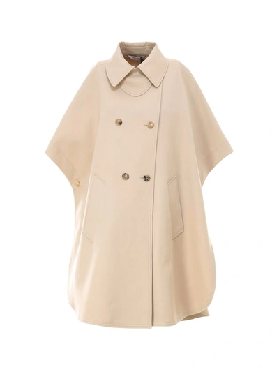 Shop Max Mara Bertone Cape Coat In Beige