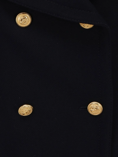 Shop Valentino Double Breasted Short Coat In Navy
