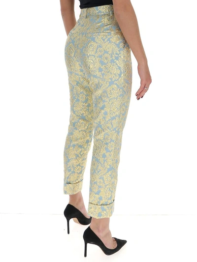 Shop Dolce & Gabbana Floral Jacquard Pants In Multi