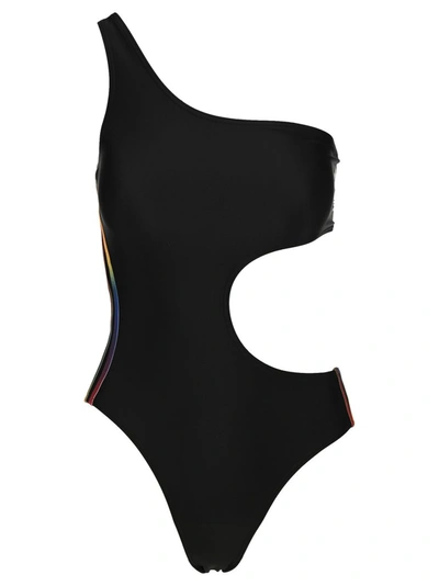 Shop Adidas Originals Adicolor 3d Trefoil Swimsuit In Black