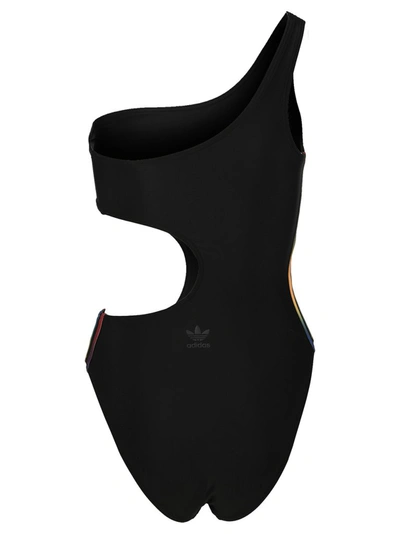 Shop Adidas Originals Adicolor 3d Trefoil Swimsuit In Black