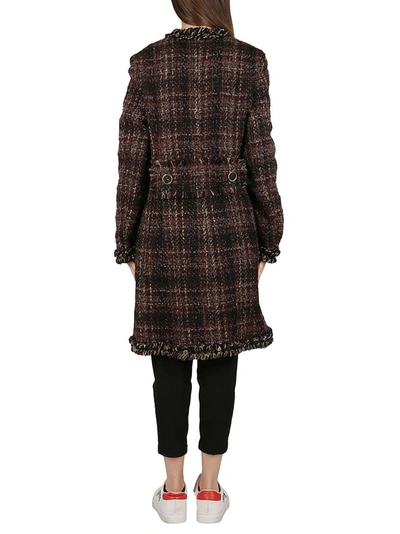 Shop Dolce & Gabbana Tweed Checked Coat In Brown