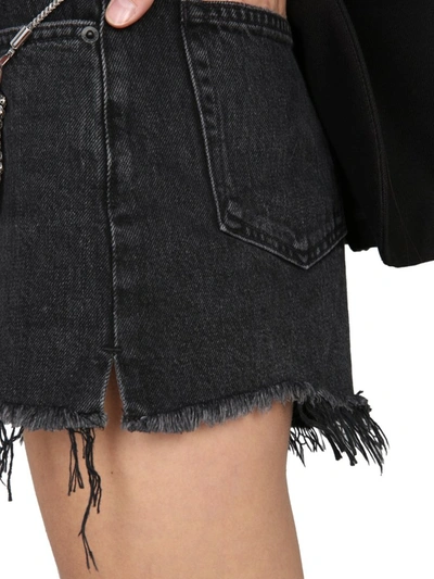 Shop Alexander Wang Frayed Denim Shorts In Black