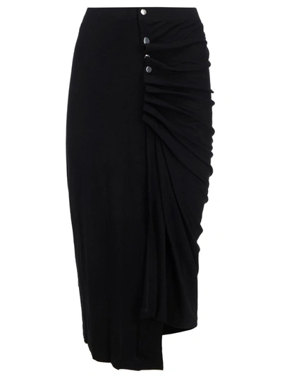 Shop Rabanne Paco  Asymmetric Ruched Skirt In Black