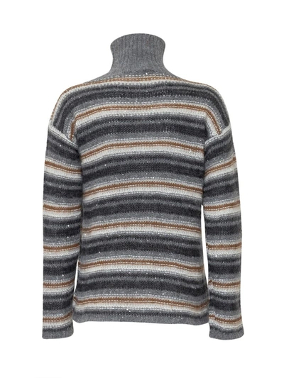 Shop Max Mara Turtleneck Striped Sweater In Multi