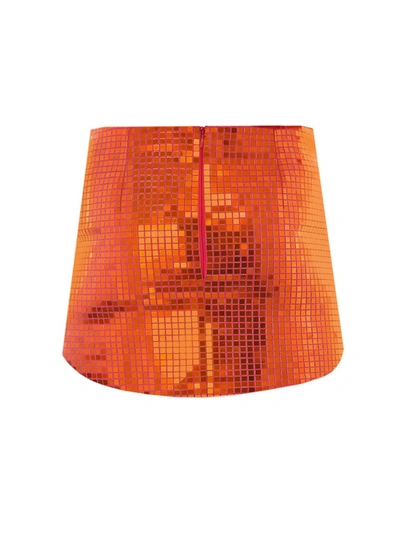 Shop Attico The  Sequinned Mini Skirt In Orange