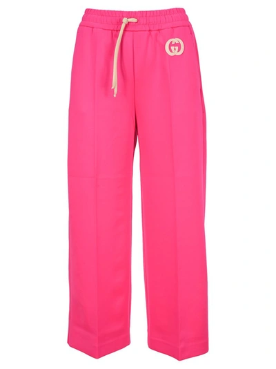 Shop Gucci Jersey Cropped Pants In Pink