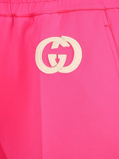 Shop Gucci Jersey Cropped Pants In Pink