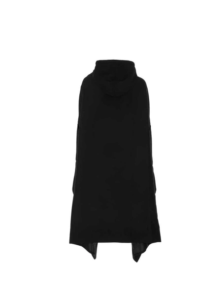 Shop Prada Logo Hooded Cape In Black