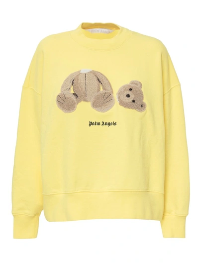 Shop Palm Angels Teddy Bear Sweatshirt In Yellow