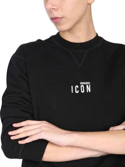 Shop Dsquared2 Icon Print Crewneck Sweatshirt In Black