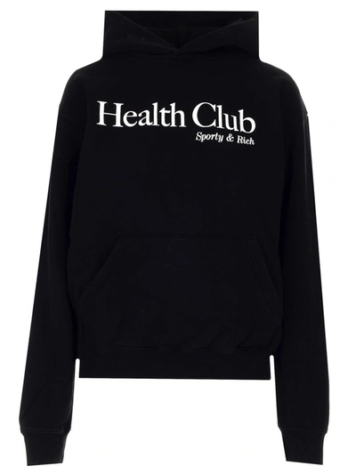 Shop Sporty And Rich Sporty & Rich Health Club Print Hoodie In Black