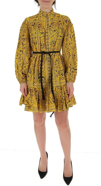 Shop Zimmermann Lulu Drop Waist Mini Dress In Multi