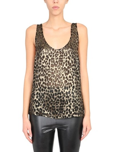 Shop Saint Laurent Leopard Print Tank Top In Multi