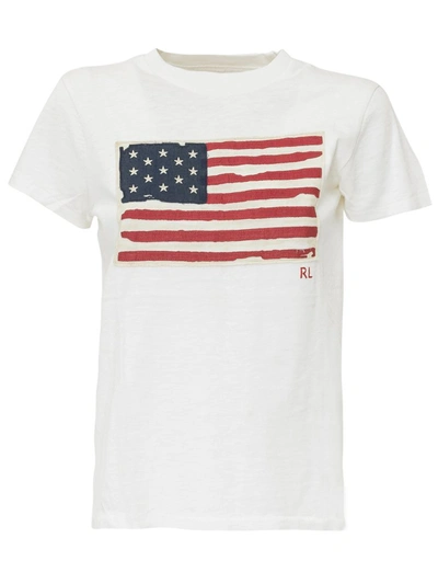 Shop Polo Ralph Lauren American Flag Print T In White