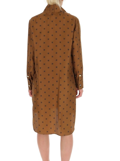 Shop Fendi Karligraphy Motif Midi Shirt Dress In Brown