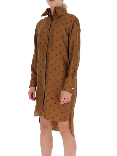 Shop Fendi Karligraphy Motif Midi Shirt Dress In Brown