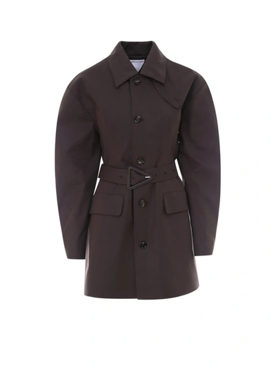 Shop Bottega Veneta Single Breasted Belted Coat In Brown