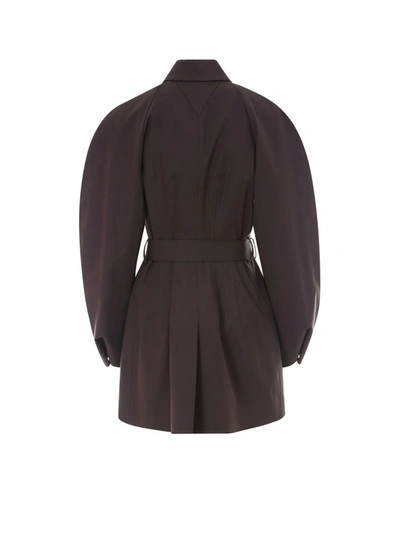 Shop Bottega Veneta Single Breasted Belted Coat In Brown