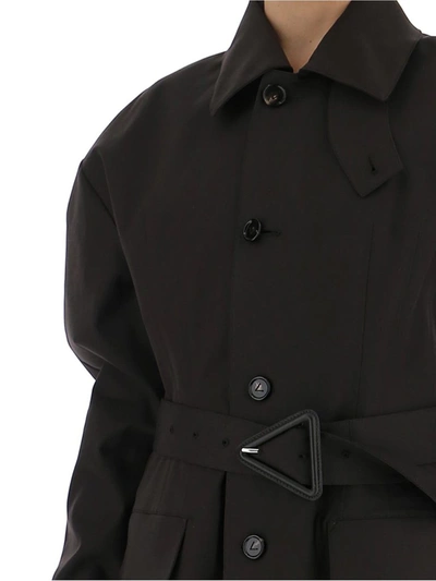 Shop Bottega Veneta Single Breasted Belted Coat In Brown