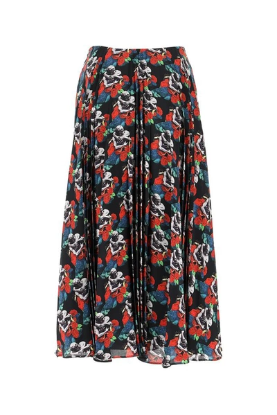 Shop Valentino X Undercover Printed Pleated Skirt In Multi