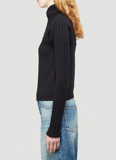 Shop Mm6 Maison Margiela Cross Over Ribbed Sweater In Black