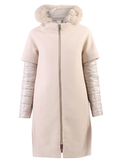 Shop Herno Layered Padded Coat In Beige