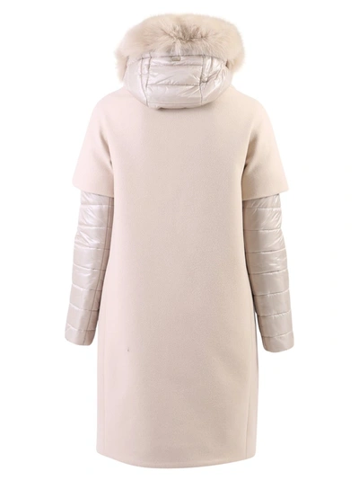 Shop Herno Layered Padded Coat In Beige