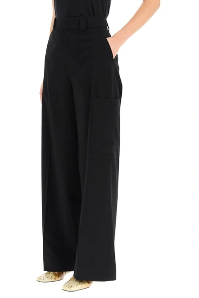 Shop Ganni Melange Suiting Pocket Pants In Black