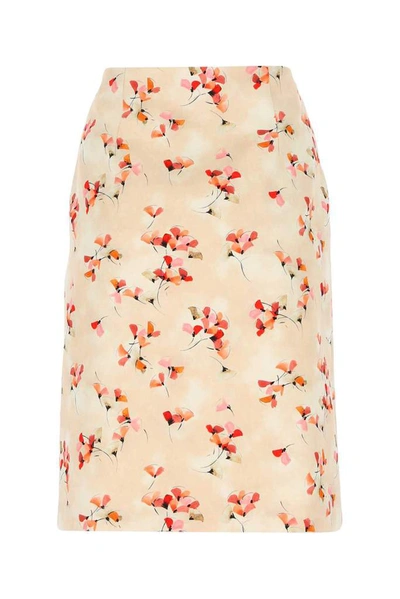 Shop Prada Floral Printed Midi Skirt In Multi