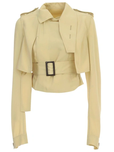 Shop Rick Owens Belted Mini Trench Jacket In Yellow