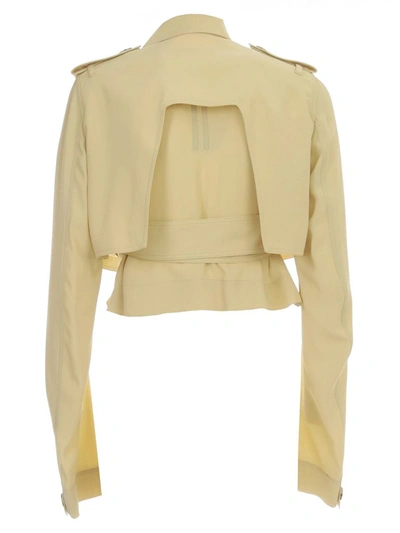 Shop Rick Owens Belted Mini Trench Jacket In Yellow
