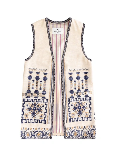 Shop Etro Floral Embroidered Vest In Multi