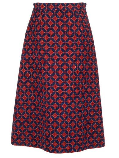 Shop Gucci Geometric Patterned Tweed Skirt In Multi