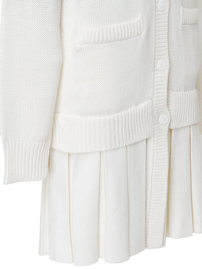 Shop Gcds Logo Intarsia Knitted Dress In White