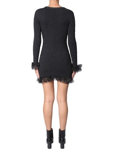 Shop Saint Laurent Tulle Trimmed Mini Dress In Black