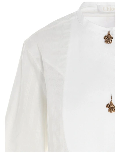 Shop Chloé Button Detail Striped Shirt In White