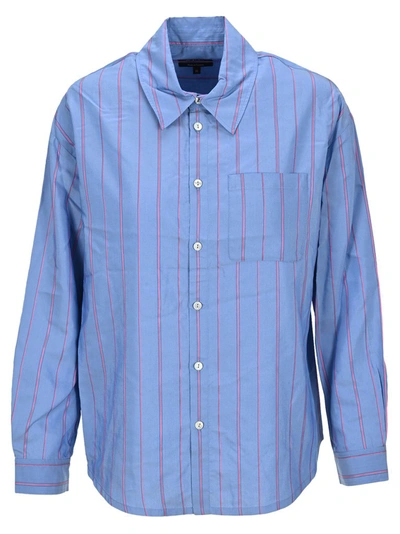 Shop Apc A.p.c. Striped Boyfriend Shirt In Blue