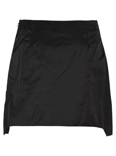 Shop Helmut Lang Tie Detail Satin Mini Skirt In Black