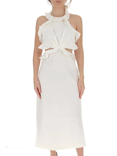 Shop Zimmermann Lovestruck Tie Back Midi Dress In White