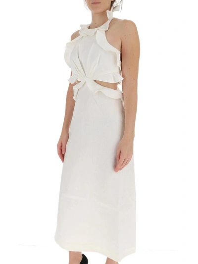 Shop Zimmermann Lovestruck Tie Back Midi Dress In White