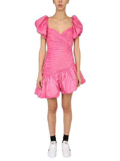 Shop Rotate Birger Christensen Rotate Dionne Ruched Asymmetric Mini Dress In Pink
