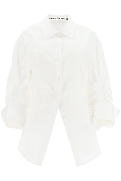 Shop Alexander Wang Ruched Sleeve Shirt In White