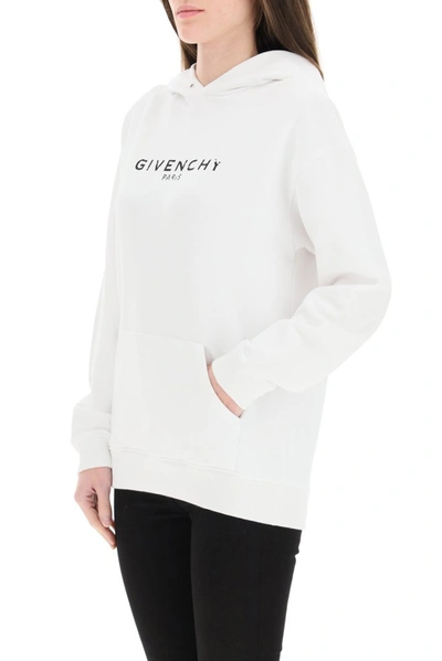 Shop Givenchy Vintage Logo Printed Hoodie In White