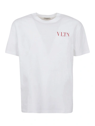 Shop Valentino Logo Print Cotton T-shirt In White