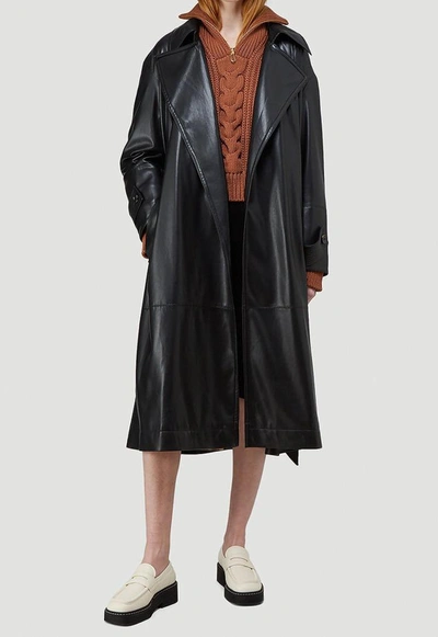 Shop Nanushka Belted Faux Leather Coat In Black