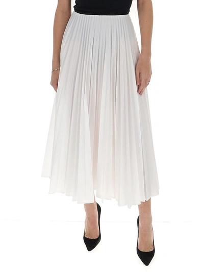 Shop Valentino Pleated Maxi Skirt In White