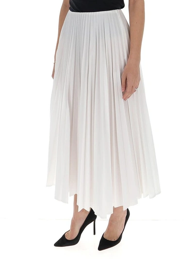 Shop Valentino Pleated Maxi Skirt In White